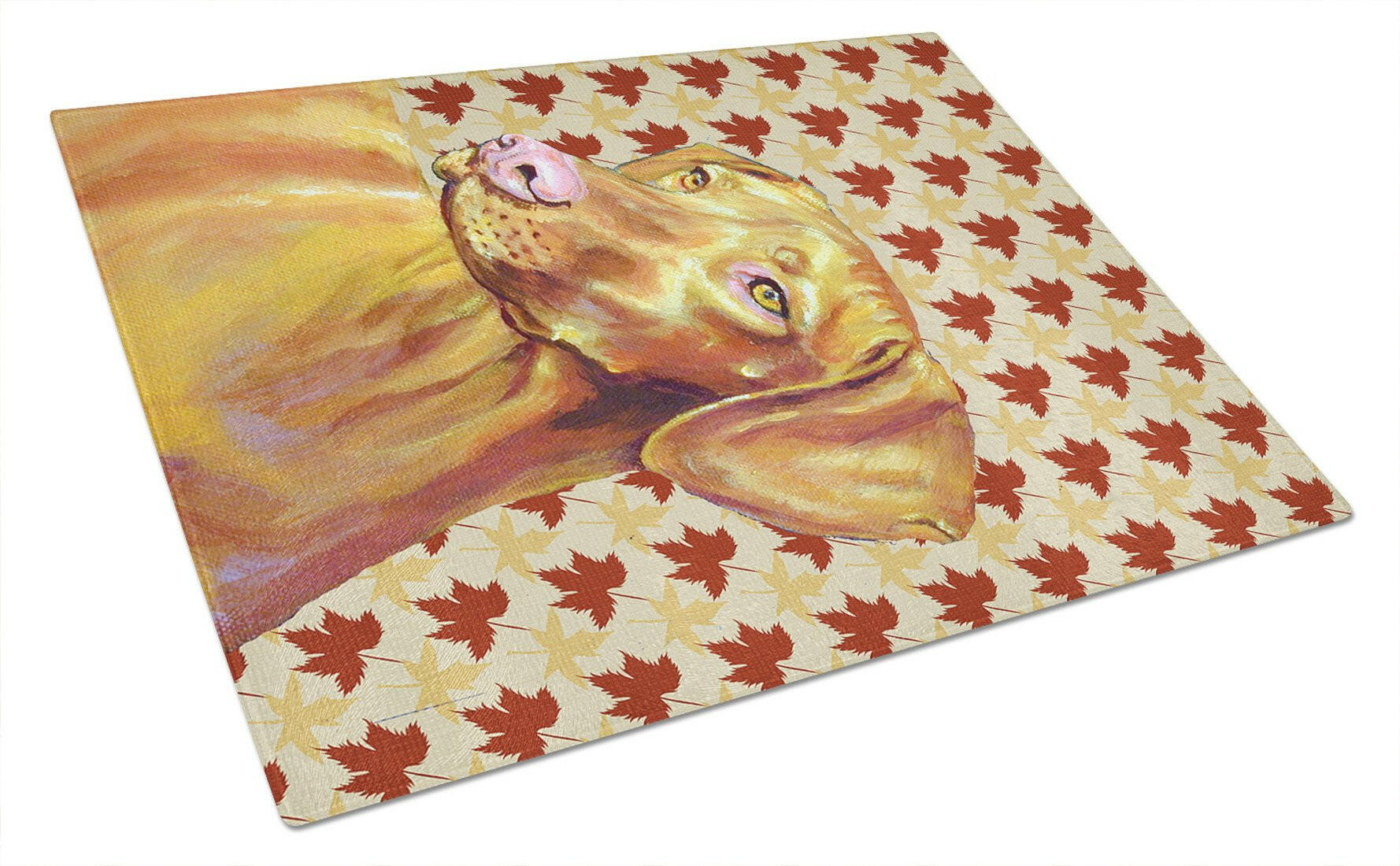 Vizsla Fall Leaves Portrait Cutting Board Tempered Glass Kitchen Cutting Surface, Heat Resistant Chopping, Non-Slip Feet, Food Prep & Serving