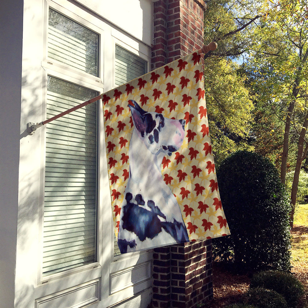 Great Dane Fall Leaves Portrait House Flag 28x40 Porch Sleeve Pole Decorative Outside Yard Banner Artwork Wall Hanging, Polyester