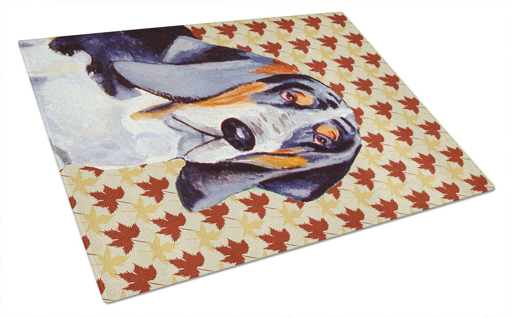 Basset Hound Fall Leaves Portrait Cutting Board Tempered Glass Kitchen Cutting Surface, Heat Resistant Chopping, Non-Slip Feet, Food Prep & Serving
