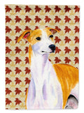 Whippet Fall Leaves Portrait House Flag 28x40 Porch Sleeve Pole Decorative Outside Yard Banner Artwork Wall Hanging, Polyester