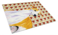 Whippet Fall Leaves Portrait Cutting Board Tempered Glass Kitchen Cutting Surface, Heat Resistant Chopping, Non-Slip Feet, Food Prep & Serving