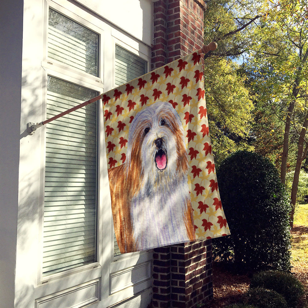 Bearded Collie Fall Leaves Portrait House Flag 28x40 Porch Sleeve Pole Decorative Outside Yard Banner Artwork Wall Hanging, Polyester
