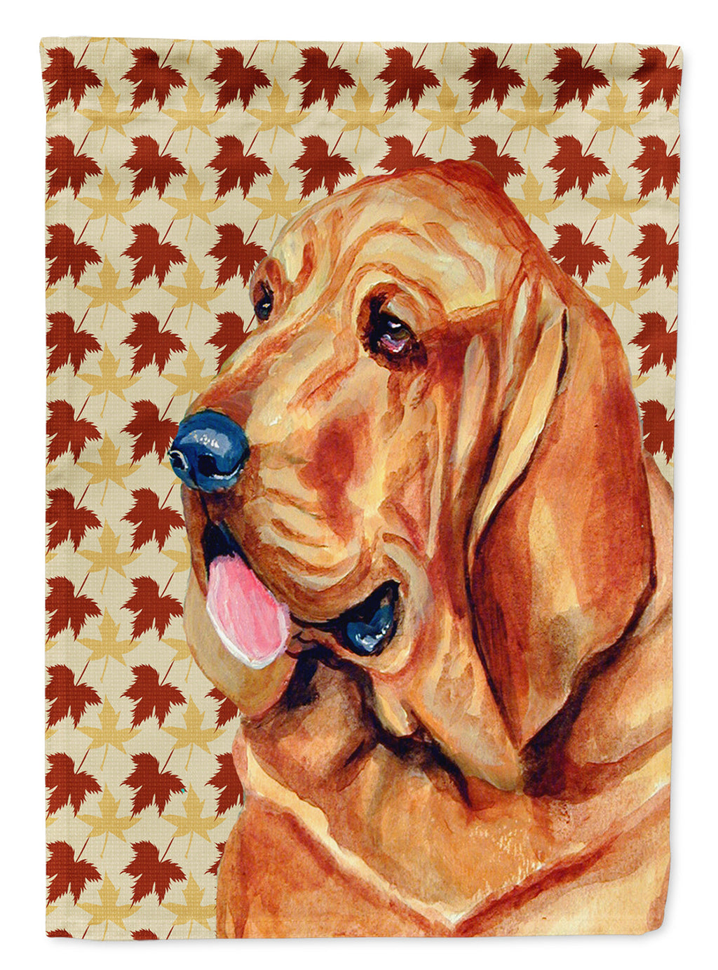 Bloodhound Fall Leaves Portrait House Flag 28x40 Porch Sleeve Pole Decorative Outside Yard Banner Artwork Wall Hanging, Polyester
