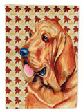 Bloodhound Fall Leaves Portrait House Flag 28x40 Porch Sleeve Pole Decorative Outside Yard Banner Artwork Wall Hanging, Polyester
