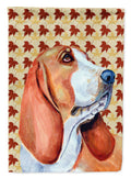 Basset Hound Fall Leaves Portrait House Flag 28x40 Porch Sleeve Pole Decorative Outside Yard Banner Artwork Wall Hanging, Polyester