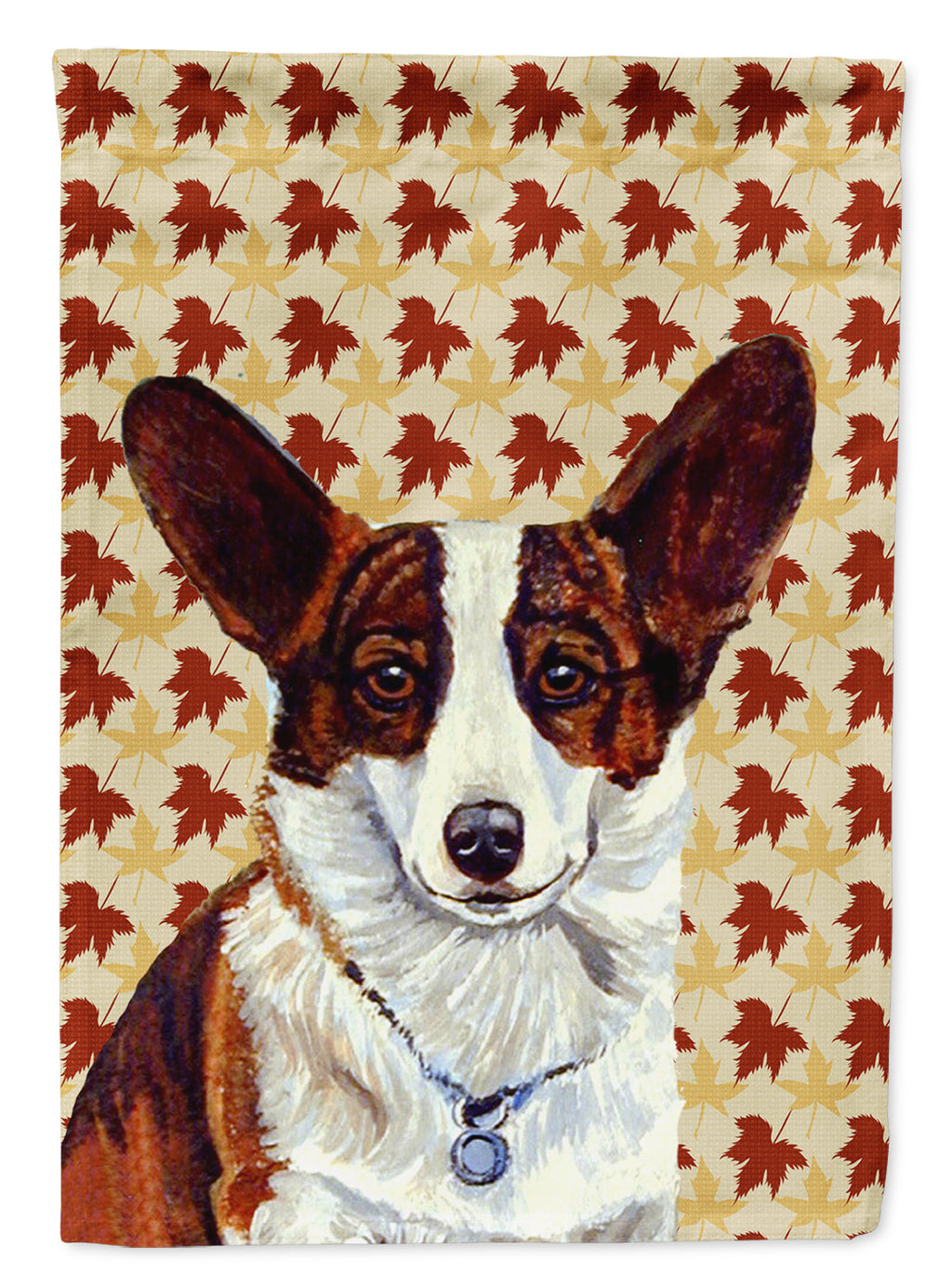 Corgi Fall Leaves Portrait House Flag 28x40 Porch Sleeve Pole Decorative Outside Yard Banner Artwork Wall Hanging, Polyester