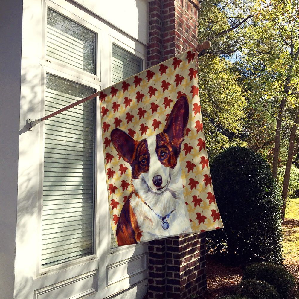 Corgi Fall Leaves Portrait House Flag 28x40 Porch Sleeve Pole Decorative Outside Yard Banner Artwork Wall Hanging, Polyester