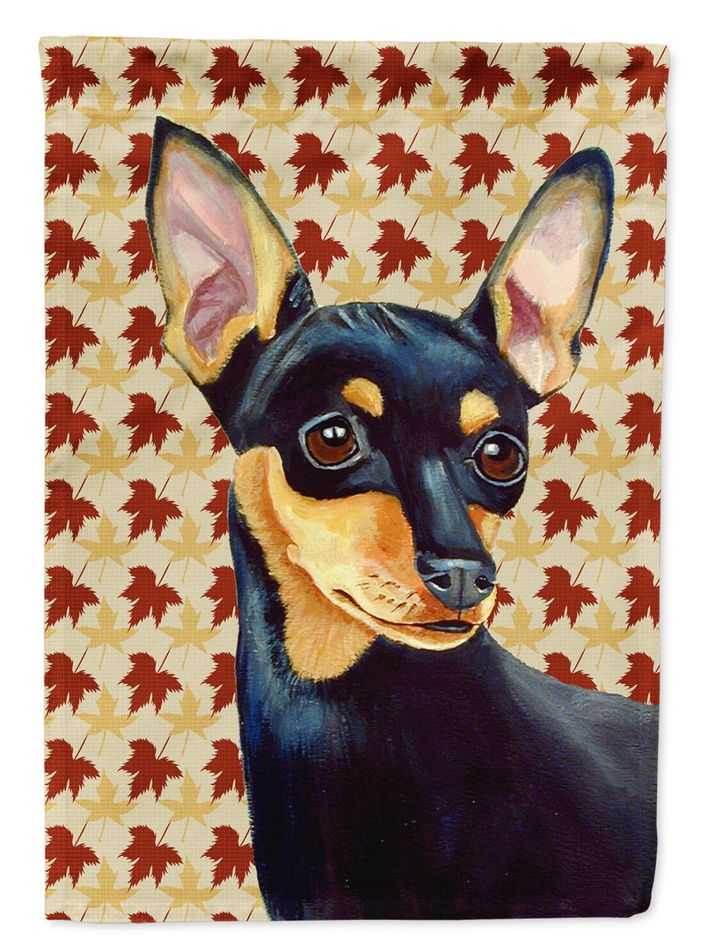 Min Pin Fall Leaves Portrait House Flag 28x40 Porch Sleeve Pole Decorative Outside Yard Banner Artwork Wall Hanging, Polyester