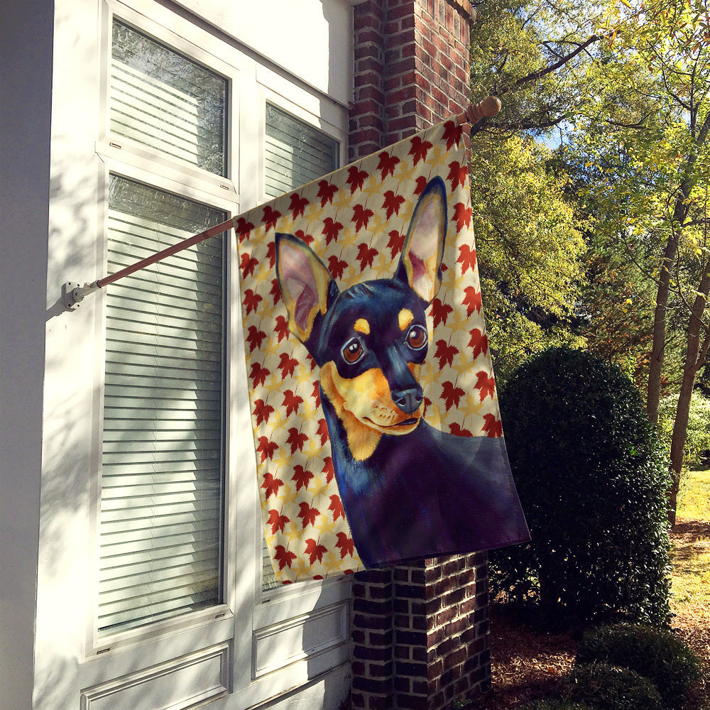 Min Pin Fall Leaves Portrait House Flag 28x40 Porch Sleeve Pole Decorative Outside Yard Banner Artwork Wall Hanging, Polyester