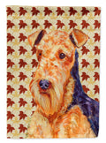 Airedale Fall Leaves Portrait House Flag 28x40 Porch Sleeve Pole Decorative Outside Yard Banner Artwork Wall Hanging, Polyester