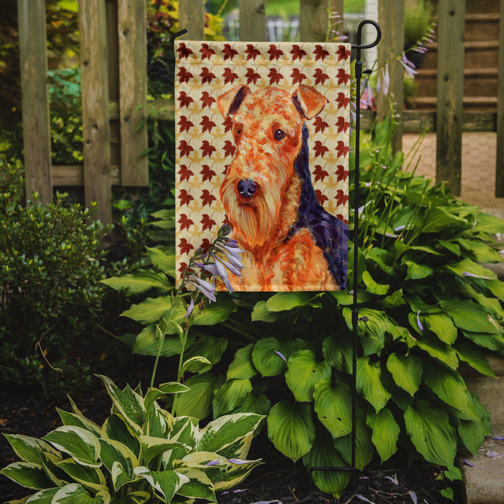 Airedale Fall Leaves Portrait Garden Flag Mailbox Decorative Yard Banner Outside Patio Artwork for Flower Beds, Garden Size, Multicolor