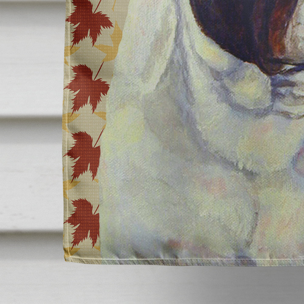 French Bulldog Fall Leaves Portrait House Flag 28x40 Porch Sleeve Pole Decorative Outside Yard Banner Artwork Wall Hanging, Polyester