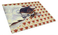 French Bulldog Fall Leaves Portrait Cutting Board Tempered Glass Kitchen Cutting Surface, Heat Resistant Chopping, Non-Slip Feet, Food Prep & Serving