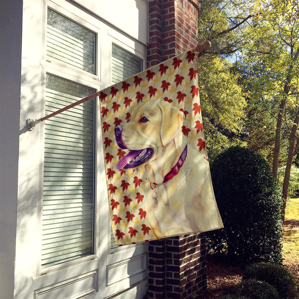 Labrador Fall Leaves Portrait House Flag 28x40 Porch Sleeve Pole Decorative Outside Yard Banner Artwork Wall Hanging, Polyester
