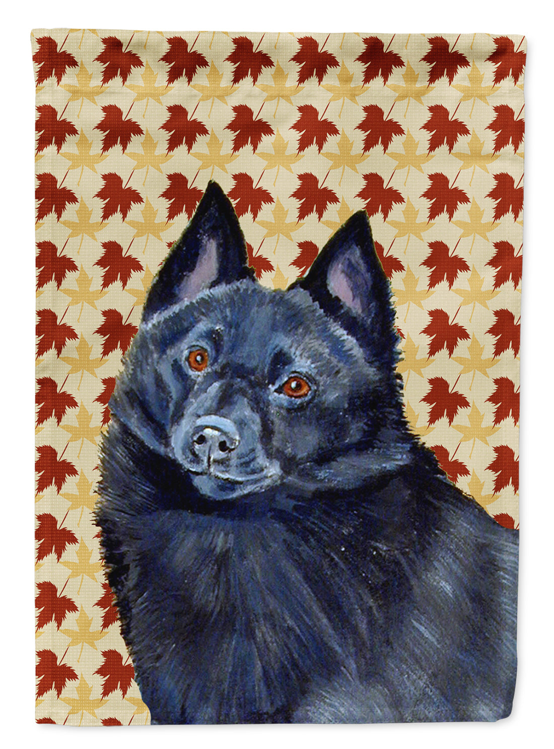 Schipperke Fall Leaves Portrait House Flag 28x40 Porch Sleeve Pole Decorative Outside Yard Banner Artwork Wall Hanging, Polyester
