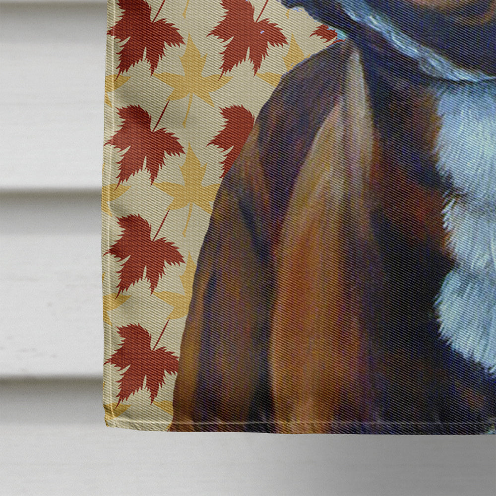 French Bulldog Fall Leaves Portrait House Flag 28x40 Porch Sleeve Pole Decorative Outside Yard Banner Artwork Wall Hanging, Polyester