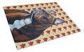 French Bulldog Fall Leaves Portrait Cutting Board Tempered Glass Kitchen Cutting Surface, Heat Resistant Chopping, Non-Slip Feet, Food Prep & Serving