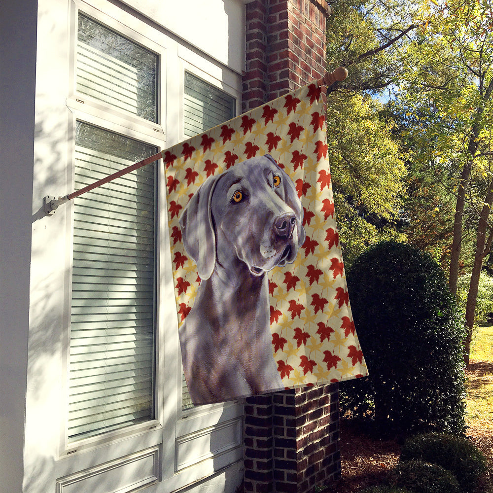 Weimaraner Fall Leaves Portrait House Flag 28x40 Porch Sleeve Pole Decorative Outside Yard Banner Artwork Wall Hanging, Polyester