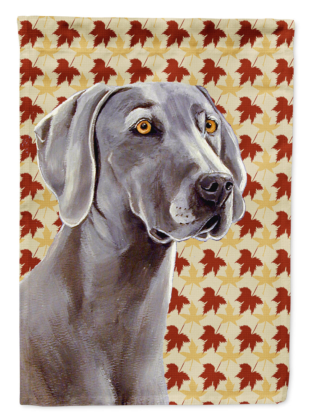 Weimaraner Fall Leaves Portrait House Flag 28x40 Porch Sleeve Pole Decorative Outside Yard Banner Artwork Wall Hanging, Polyester