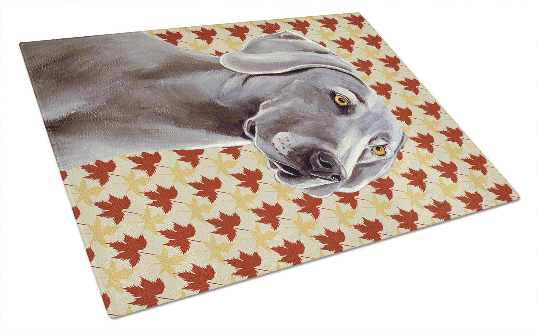 Weimaraner Fall Leaves Portrait Cutting Board Tempered Glass Kitchen Cutting Surface, Heat Resistant Chopping, Non-Slip Feet, Food Prep & Serving