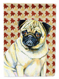 Pug Fall Leaves Portrait House Flag 28x40 Porch Sleeve Pole Decorative Outside Yard Banner Artwork Wall Hanging, Polyester
