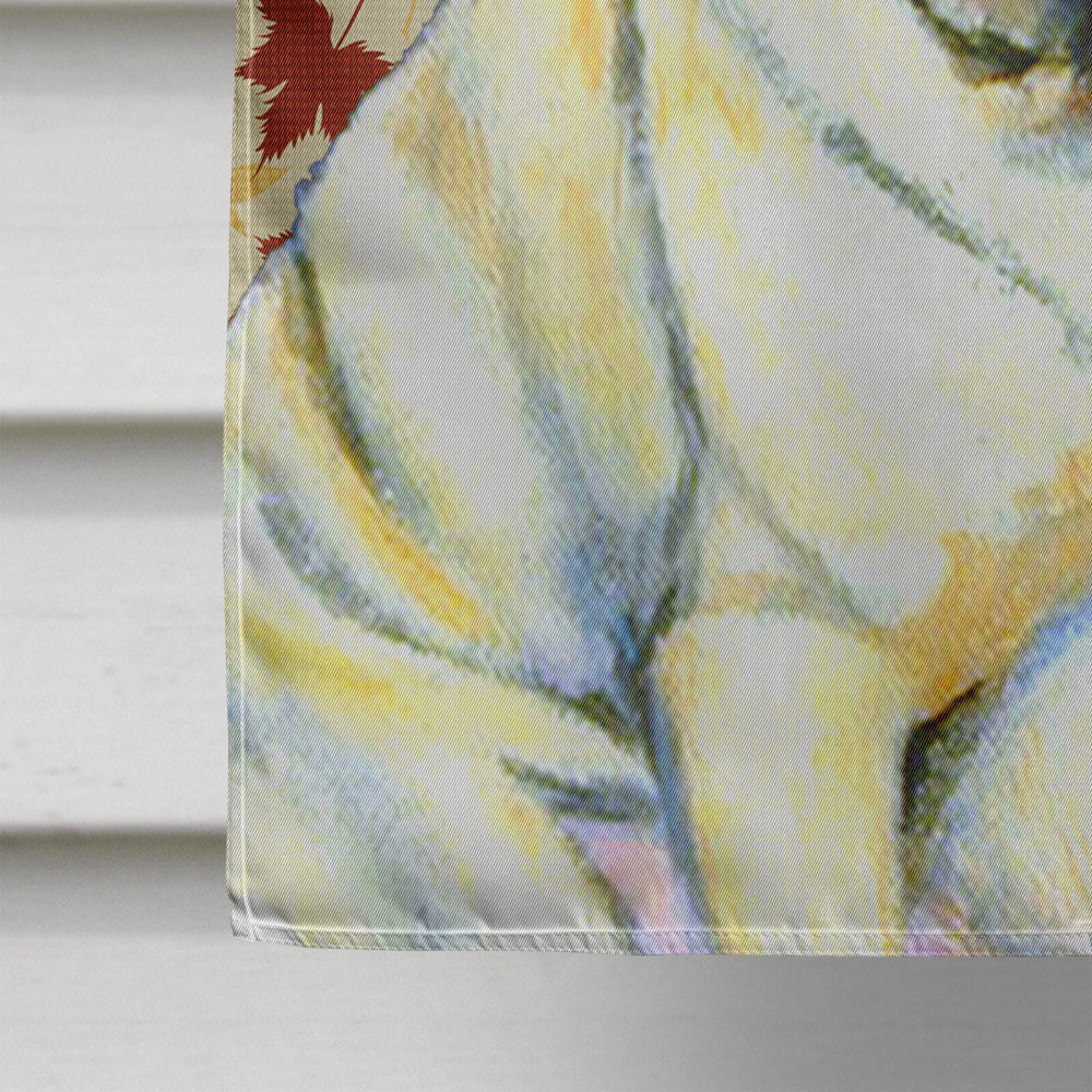Pug Fall Leaves Portrait House Flag 28x40 Porch Sleeve Pole Decorative Outside Yard Banner Artwork Wall Hanging, Polyester