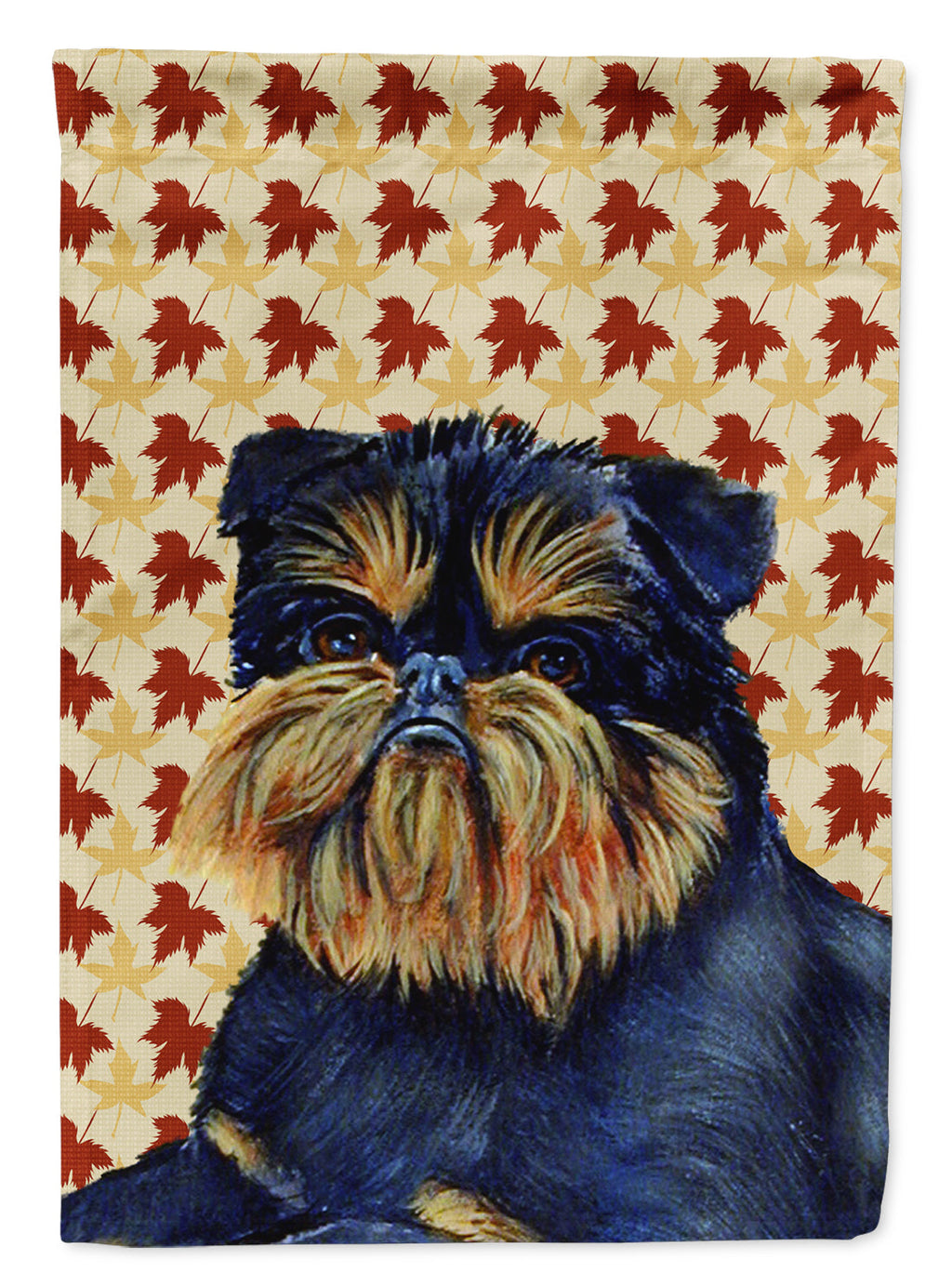 Brussels Griffon Fall Leaves Portrait House Flag 28x40 Porch Sleeve Pole Decorative Outside Yard Banner Artwork Wall Hanging, Polyester