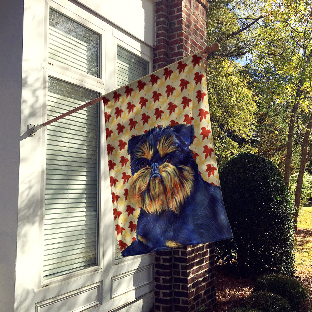 Brussels Griffon Fall Leaves Portrait House Flag 28x40 Porch Sleeve Pole Decorative Outside Yard Banner Artwork Wall Hanging, Polyester