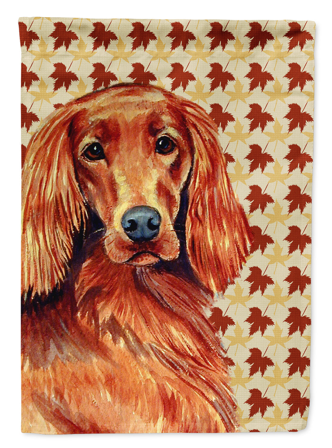Irish Setter Fall Leaves Portrait House Flag 28x40 Porch Sleeve Pole Decorative Outside Yard Banner Artwork Wall Hanging, Polyester