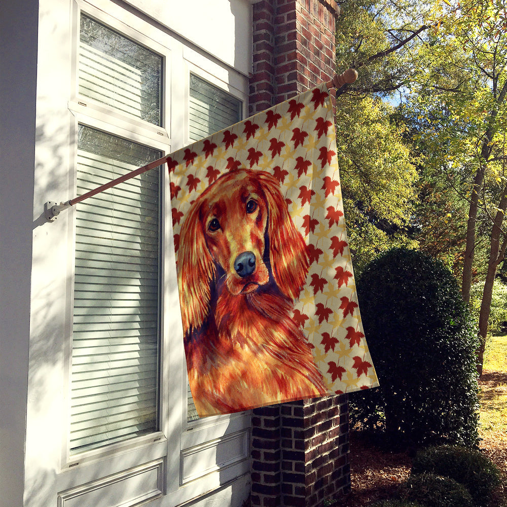 Irish Setter Fall Leaves Portrait House Flag 28x40 Porch Sleeve Pole Decorative Outside Yard Banner Artwork Wall Hanging, Polyester