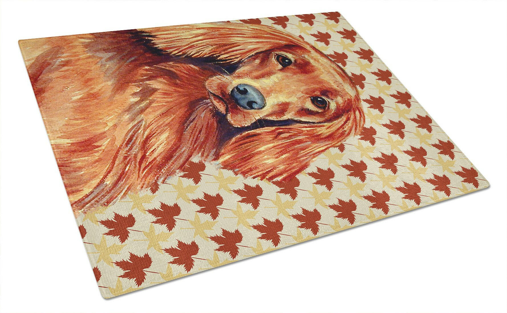 Irish Setter Fall Leaves Portrait Cutting Board Tempered Glass Kitchen Cutting Surface, Heat Resistant Chopping, Non-Slip Feet, Food Prep & Serving