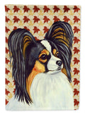 Papillon Fall Leaves Portrait House Flag 28x40 Porch Sleeve Pole Decorative Outside Yard Banner Artwork Wall Hanging, Polyester