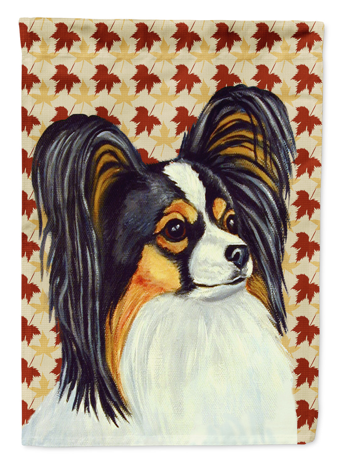 Papillon Fall Leaves Portrait House Flag 28x40 Porch Sleeve Pole Decorative Outside Yard Banner Artwork Wall Hanging, Polyester