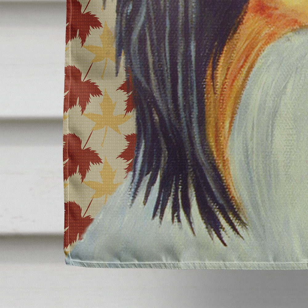 Papillon Fall Leaves Portrait House Flag 28x40 Porch Sleeve Pole Decorative Outside Yard Banner Artwork Wall Hanging, Polyester
