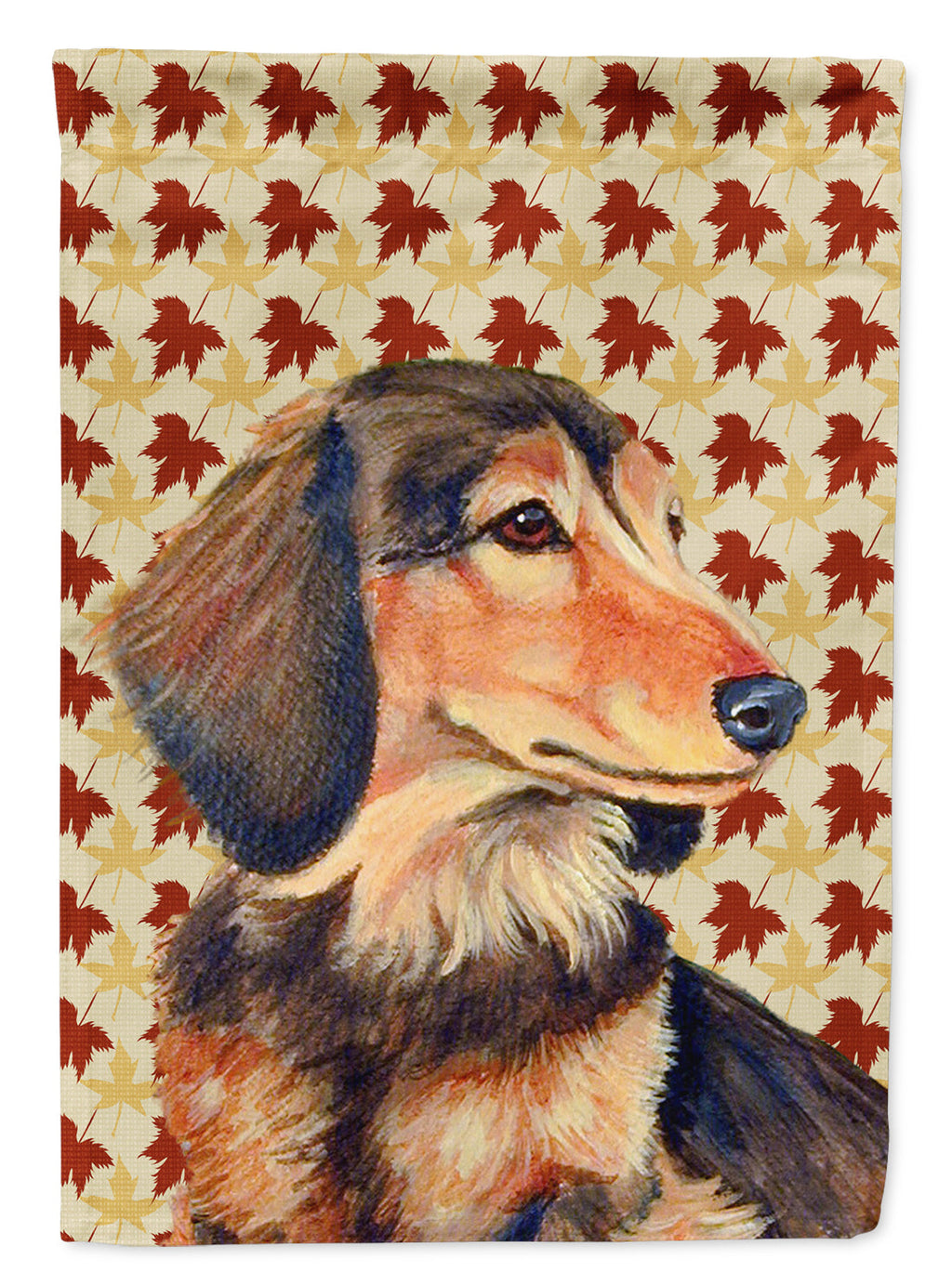 Dachshund Fall Leaves Portrait House Flag 28x40 Porch Sleeve Pole Decorative Outside Yard Banner Artwork Wall Hanging, Polyester