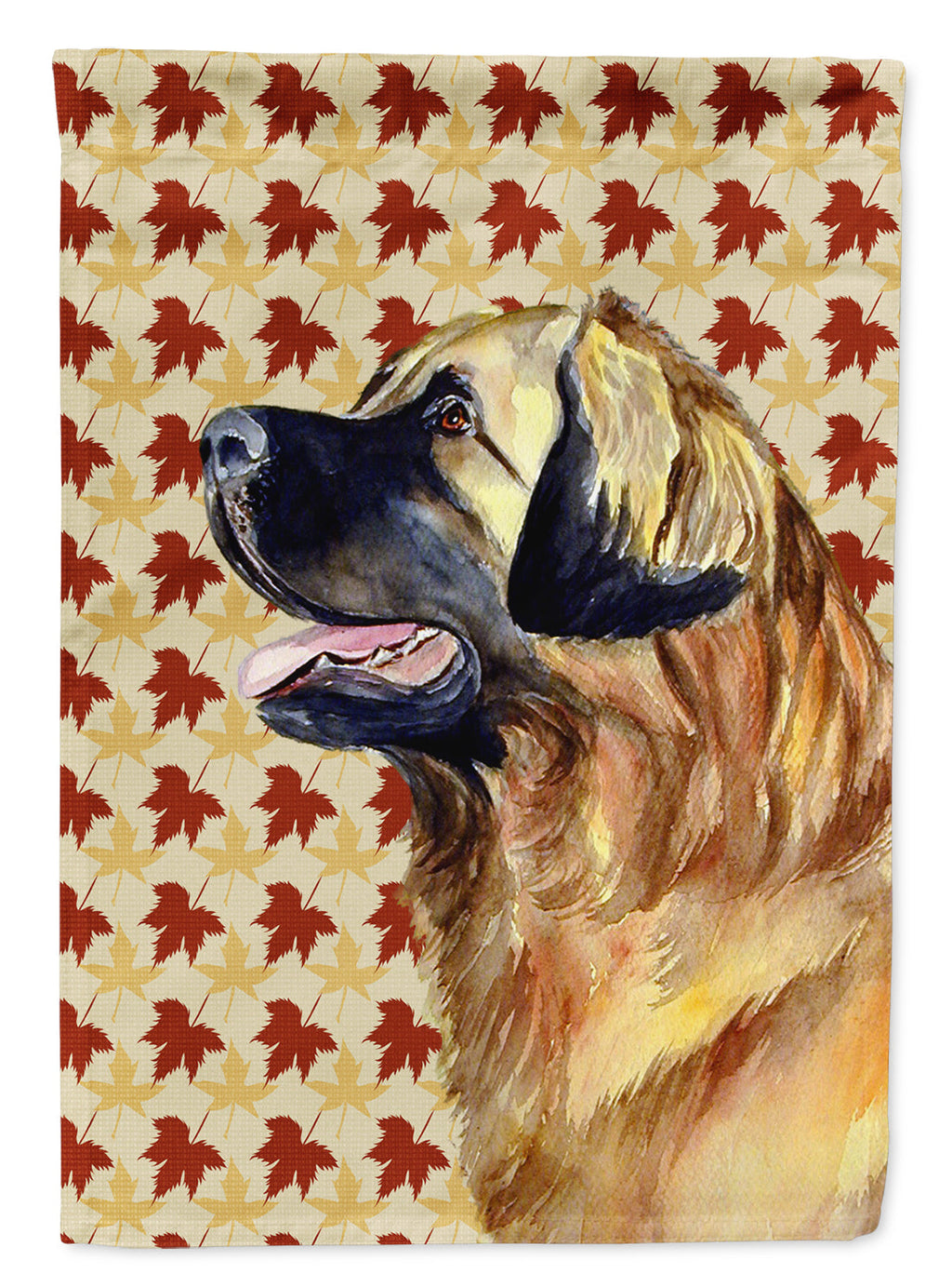 Leonberger Fall Leaves Portrait House Flag 28x40 Porch Sleeve Pole Decorative Outside Yard Banner Artwork Wall Hanging, Polyester