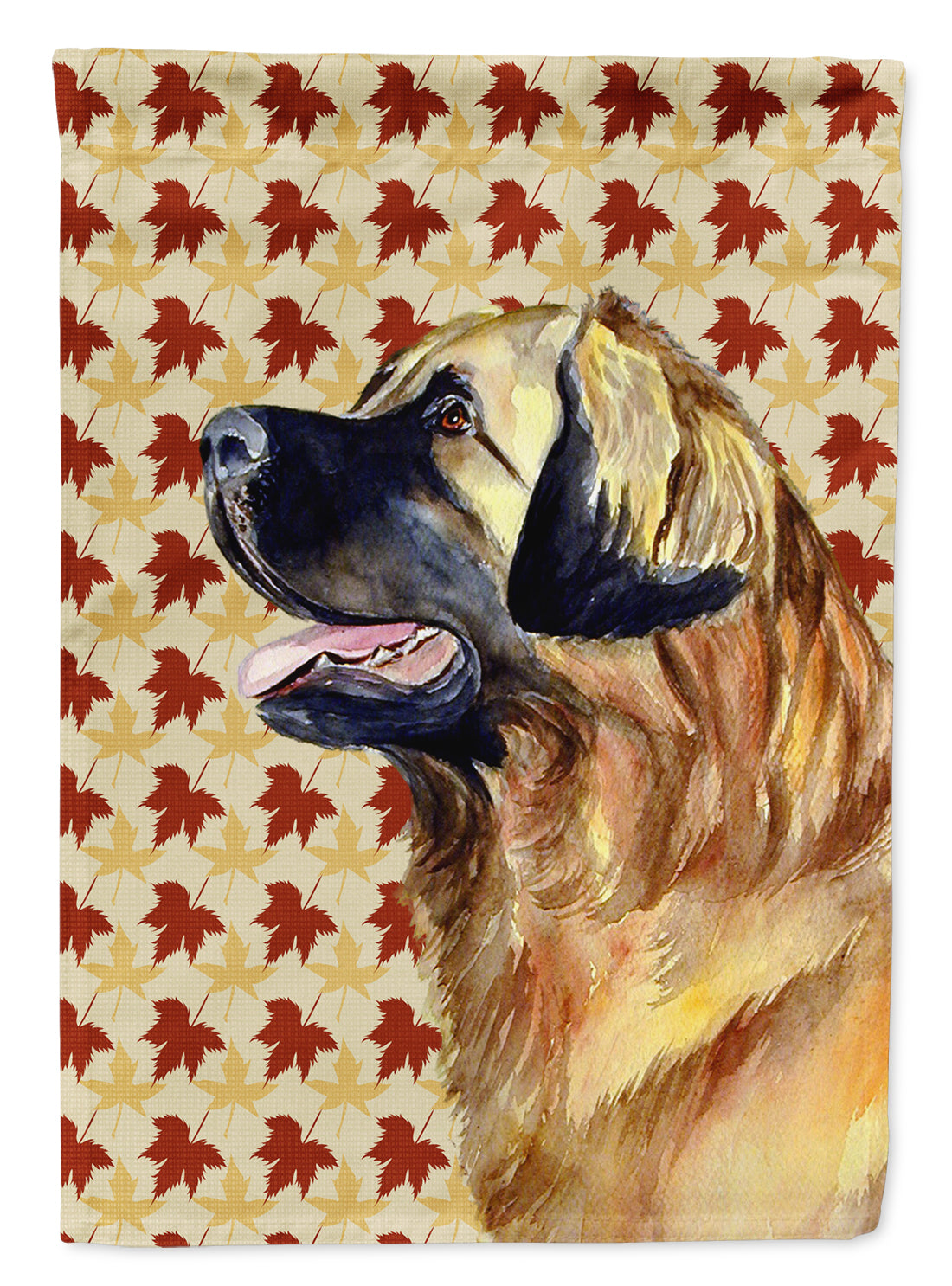 Leonberger Fall Leaves Portrait House Flag 28x40 Porch Sleeve Pole Decorative Outside Yard Banner Artwork Wall Hanging, Polyester