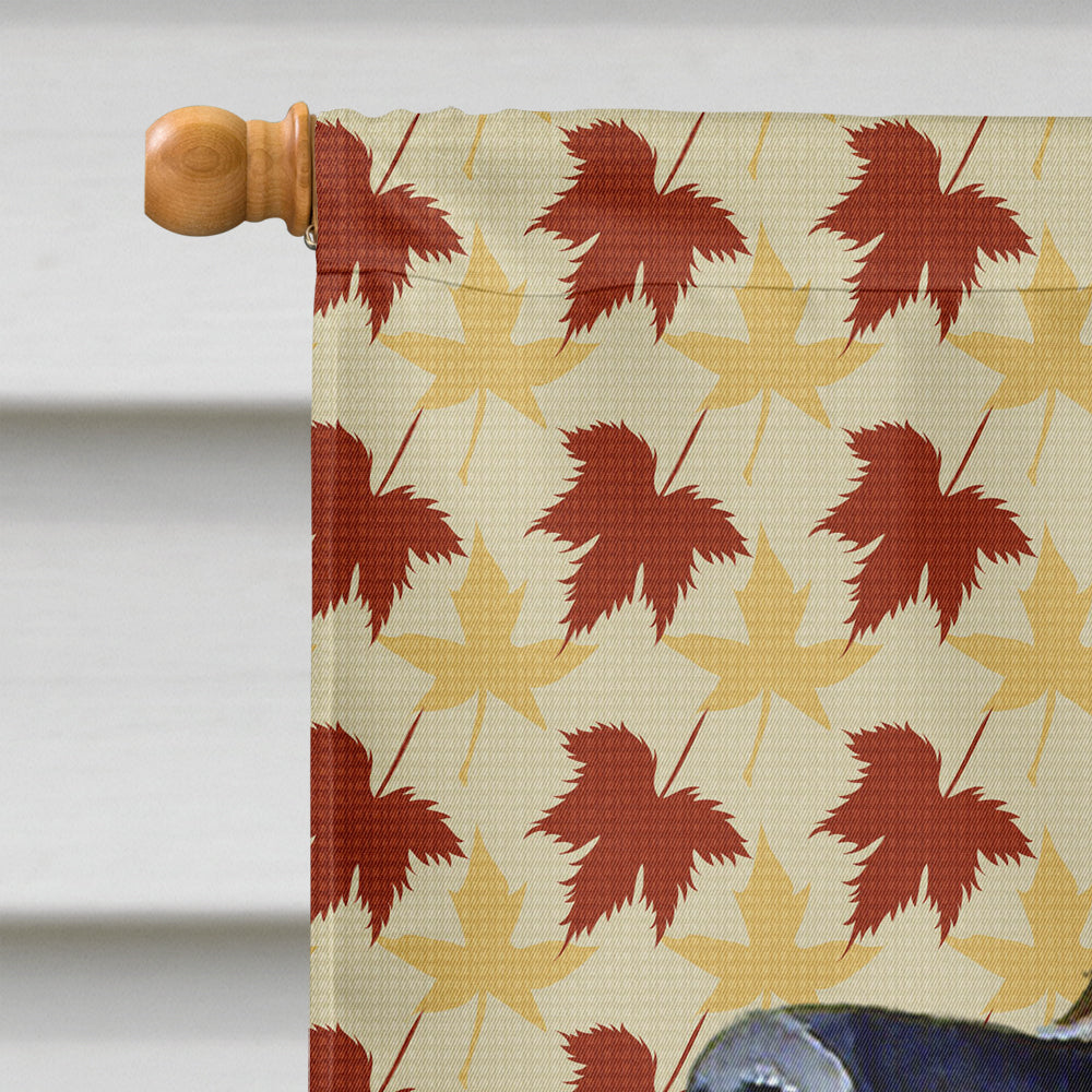 Leonberger Fall Leaves Portrait House Flag 28x40 Porch Sleeve Pole Decorative Outside Yard Banner Artwork Wall Hanging, Polyester