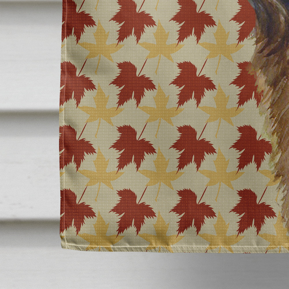 Leonberger Fall Leaves Portrait House Flag 28x40 Porch Sleeve Pole Decorative Outside Yard Banner Artwork Wall Hanging, Polyester