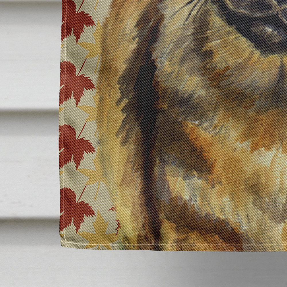 Tibetan Spaniel Fall Leaves Portrait House Flag 28x40 Porch Sleeve Pole Decorative Outside Yard Banner Artwork Wall Hanging, Polyester