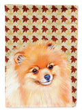 Pomeranian Fall Leaves Portrait House Flag 28x40 Porch Sleeve Pole Decorative Outside Yard Banner Artwork Wall Hanging, Polyester