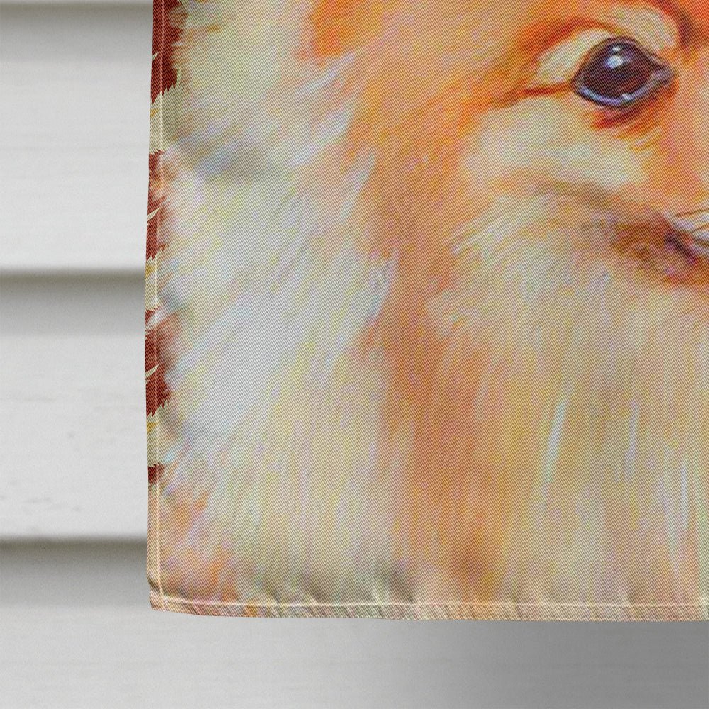Pomeranian Fall Leaves Portrait House Flag 28x40 Porch Sleeve Pole Decorative Outside Yard Banner Artwork Wall Hanging, Polyester