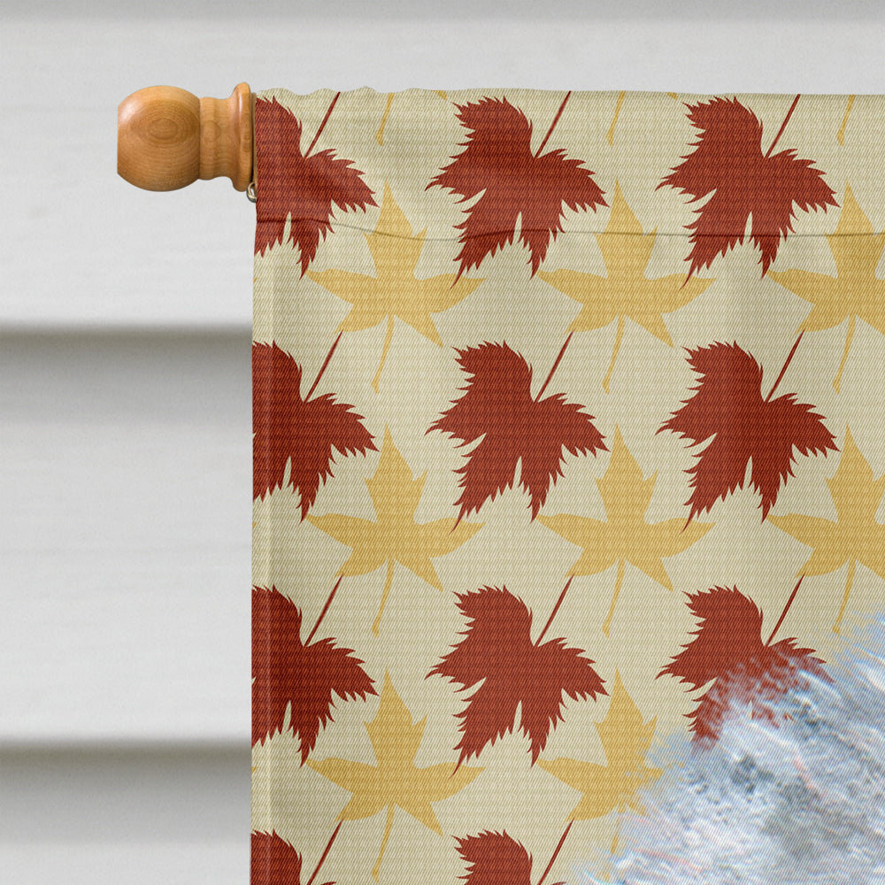 Old English Sheepdog Fall Leaves Portrait House Flag 28x40 Porch Sleeve Pole Decorative Outside Yard Banner Artwork Wall Hanging, Polyester