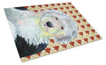 Old English Sheepdog Fall Leaves Portrait Cutting Board Tempered Glass Kitchen Cutting Surface, Heat Resistant Chopping, Non-Slip Feet, Food Prep & Serving