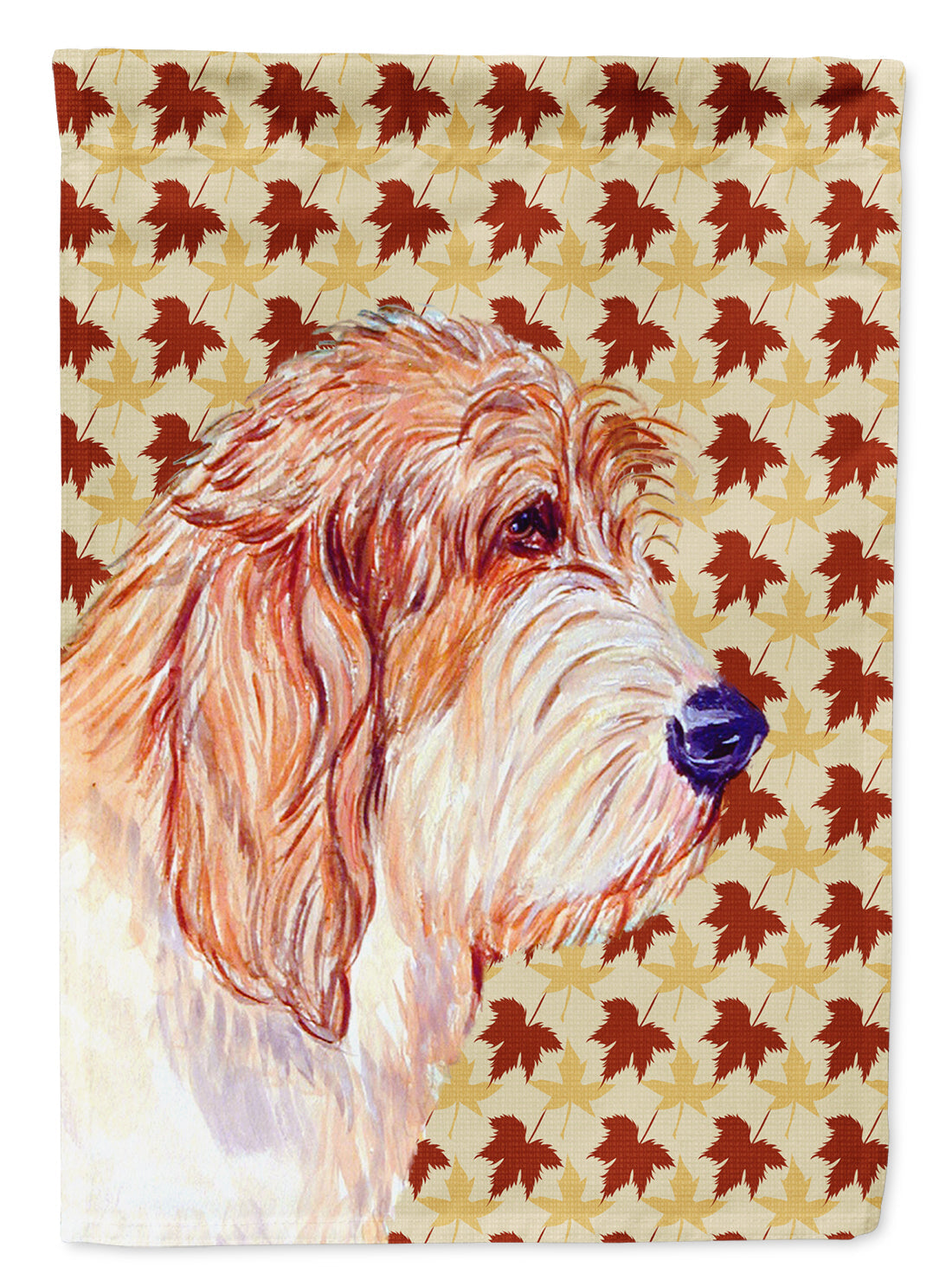 Petit Basset Griffon Vendeen Fall Leaves Portrait House Flag 28x40 Porch Sleeve Pole Decorative Outside Yard Banner Artwork Wall Hanging, Polyester