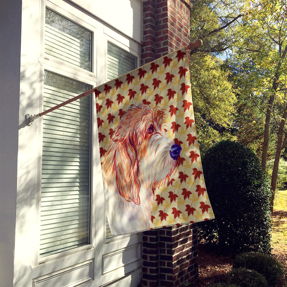 Petit Basset Griffon Vendeen Fall Leaves Portrait House Flag 28x40 Porch Sleeve Pole Decorative Outside Yard Banner Artwork Wall Hanging, Polyester