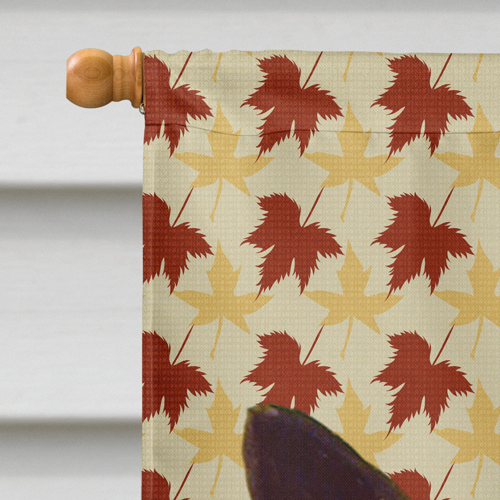 Norwegian Elkhound Fall Leaves Portrait House Flag 28x40 Porch Sleeve Pole Decorative Outside Yard Banner Artwork Wall Hanging, Polyester