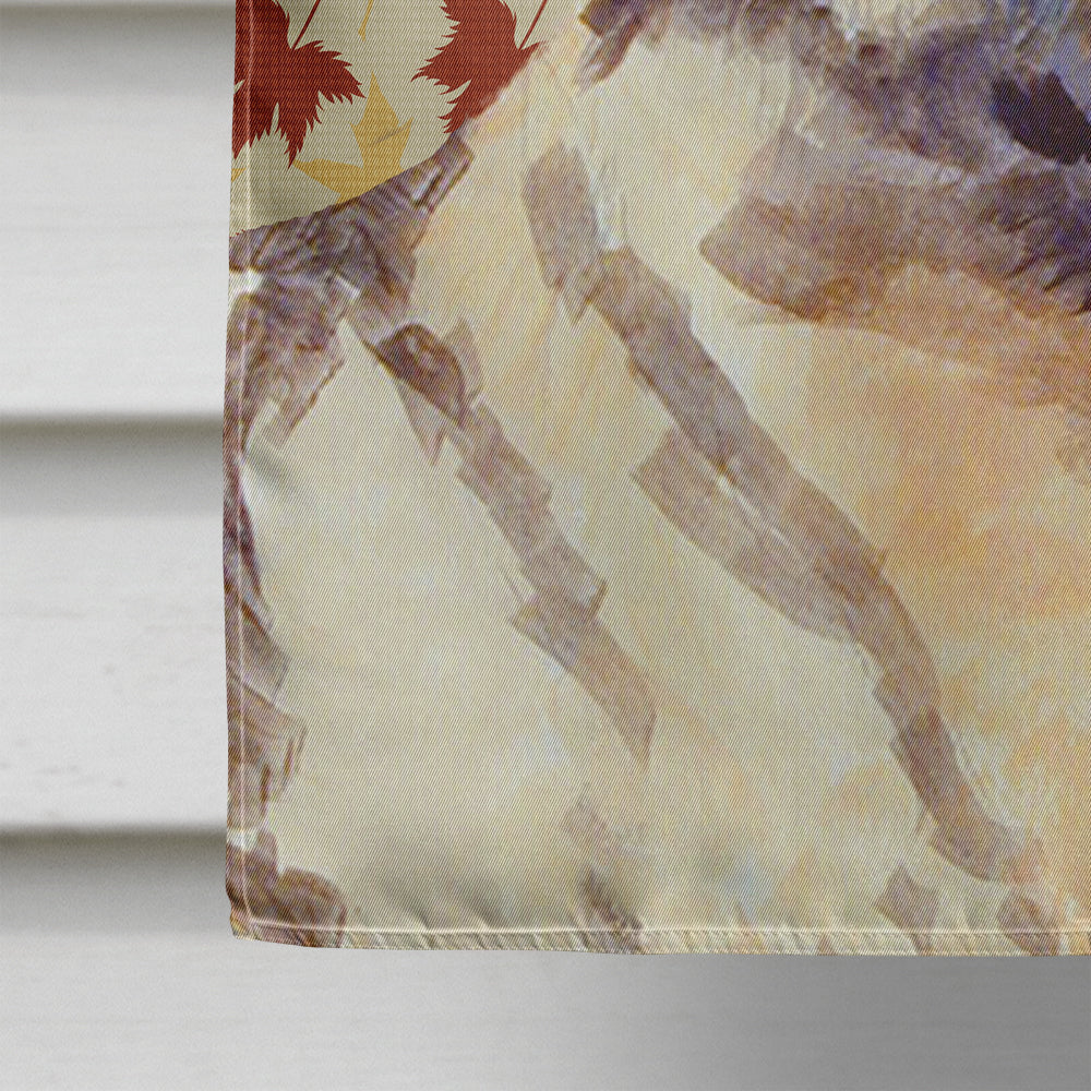 Norwegian Elkhound Fall Leaves Portrait House Flag 28x40 Porch Sleeve Pole Decorative Outside Yard Banner Artwork Wall Hanging, Polyester