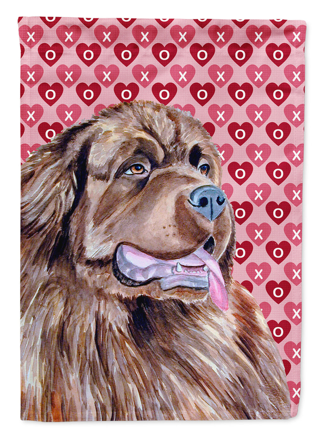 Newfoundland Hearts Love and Valentine's Day Portrait House Flag 28x40 Porch Sleeve Pole Decorative Outside Yard Banner Artwork Wall Hanging, Polyester