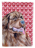 Newfoundland Hearts Love and Valentine's Day Portrait House Flag 28x40 Porch Sleeve Pole Decorative Outside Yard Banner Artwork Wall Hanging, Polyester